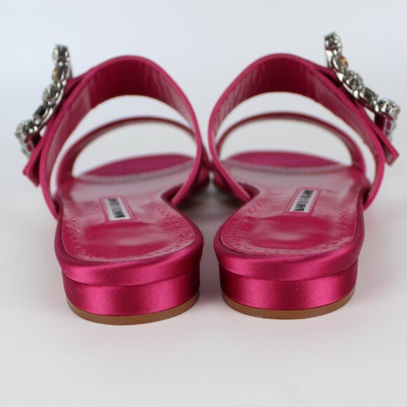 NEW MANOLO BLAHNIK Verda Crystal Buckle Slide Sandals - Picture 10 of 13